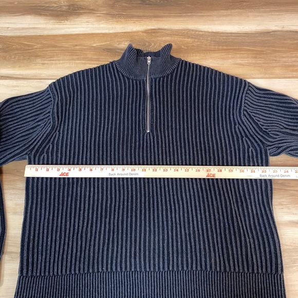 Abercrombie & Fitch Sweater Mens Medium 1/4 Zip Dark Gray Ribbed Knit Oversized - Picture 7 of 10